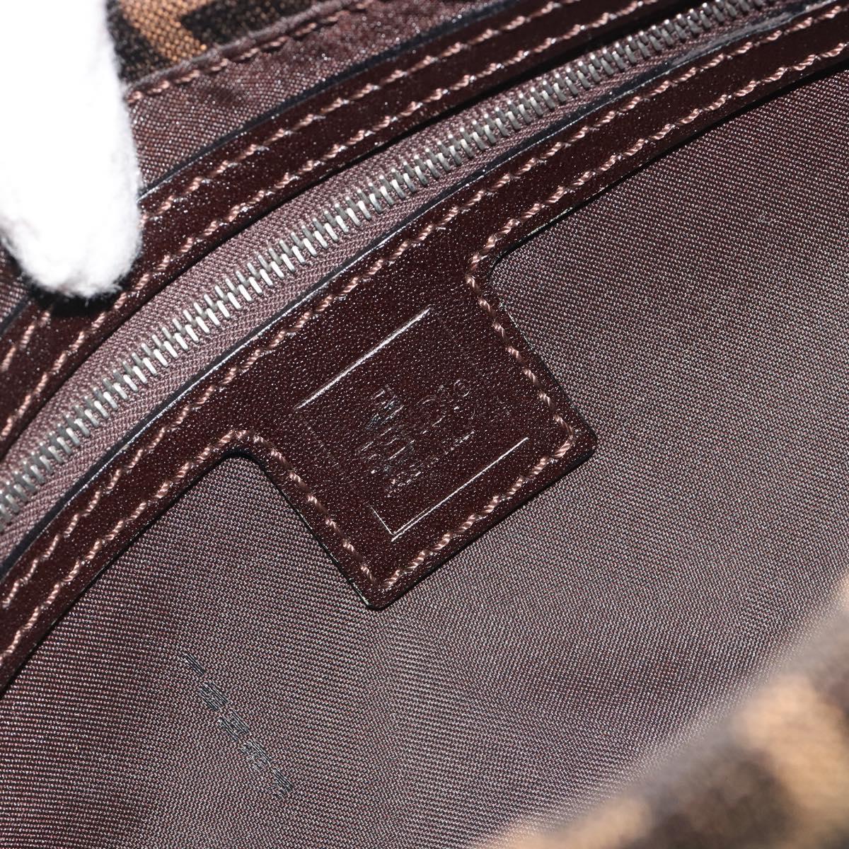 FENDI Zucca Canvas Mamma Baguette Shoulder Bag Brown Silver Auth yk20686SAM