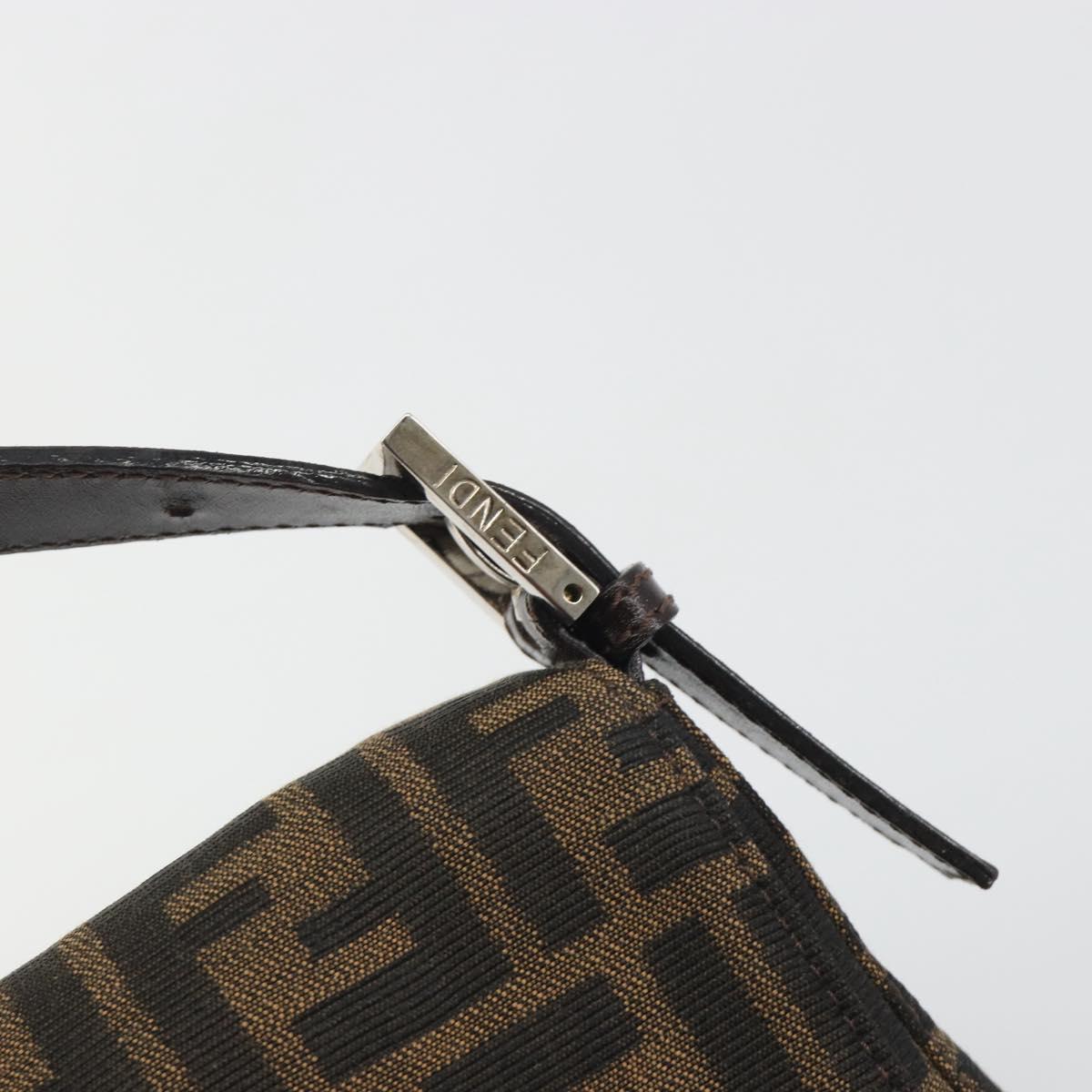 FENDI Zucca Canvas Mamma Baguette Shoulder Bag Brown Silver Auth yk20687SAM