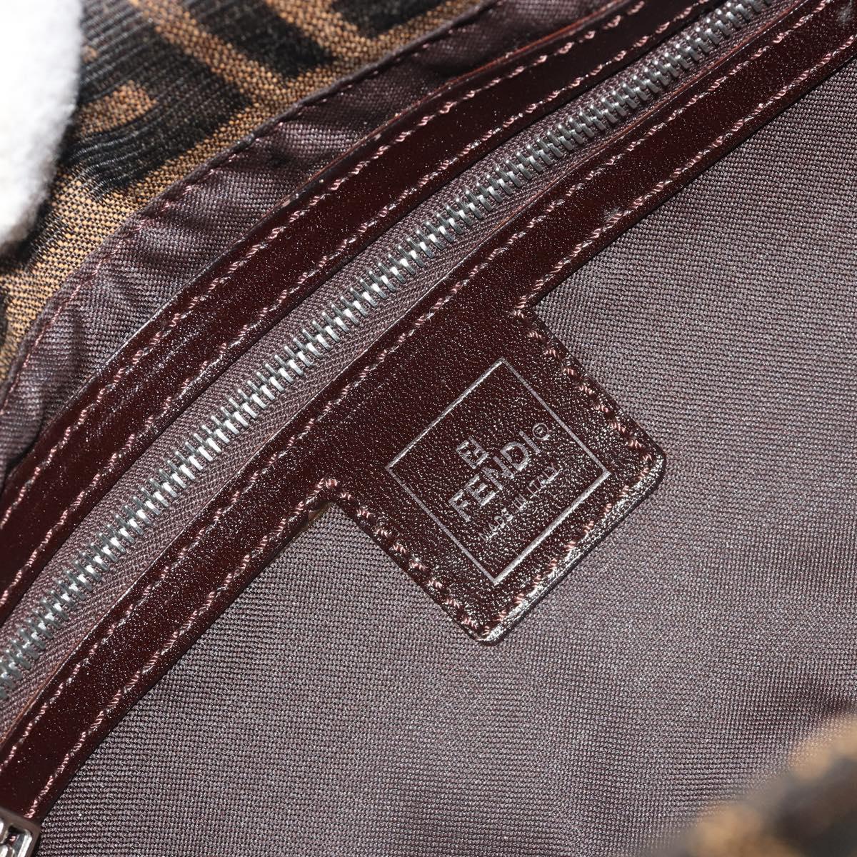 FENDI Zucca Canvas Mamma Baguette Shoulder Bag Brown Silver Auth yk20687SAM