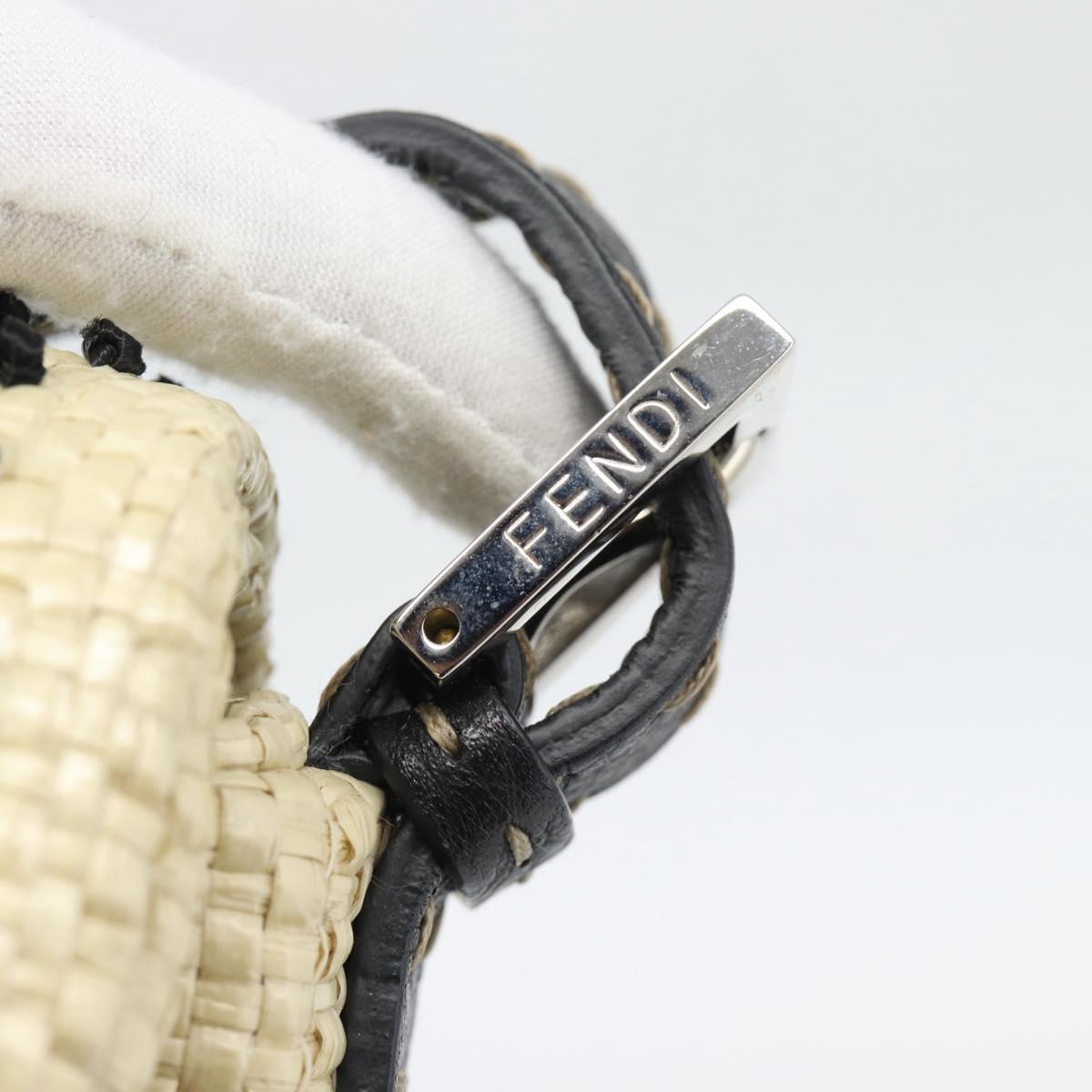 FENDI Celleria Flower Embroidery Straw Mamma Baguette 8BR101 Auth yk20689SM