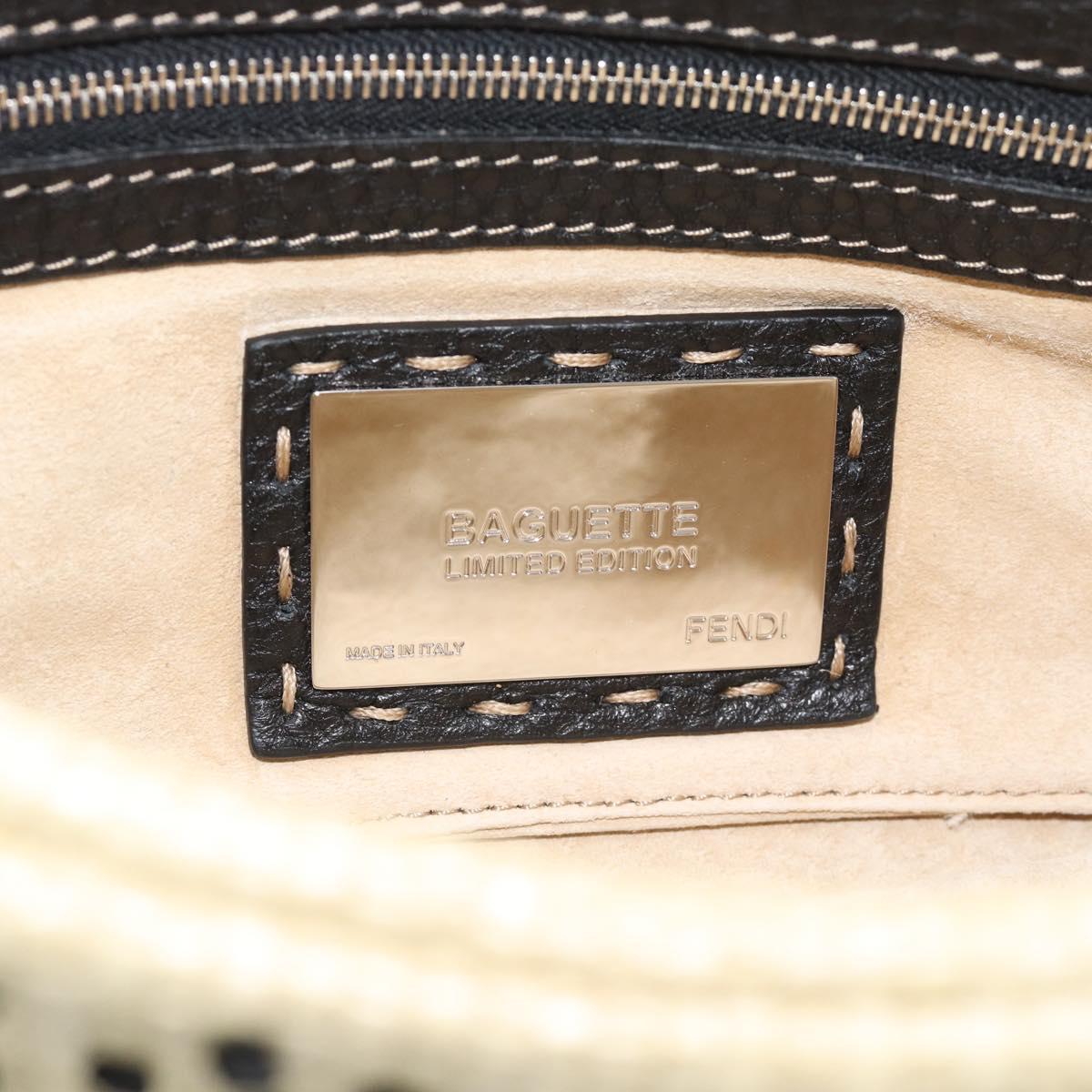 FENDI Celleria Flower Embroidery Straw Mamma Baguette 8BR101 Auth yk20689SM