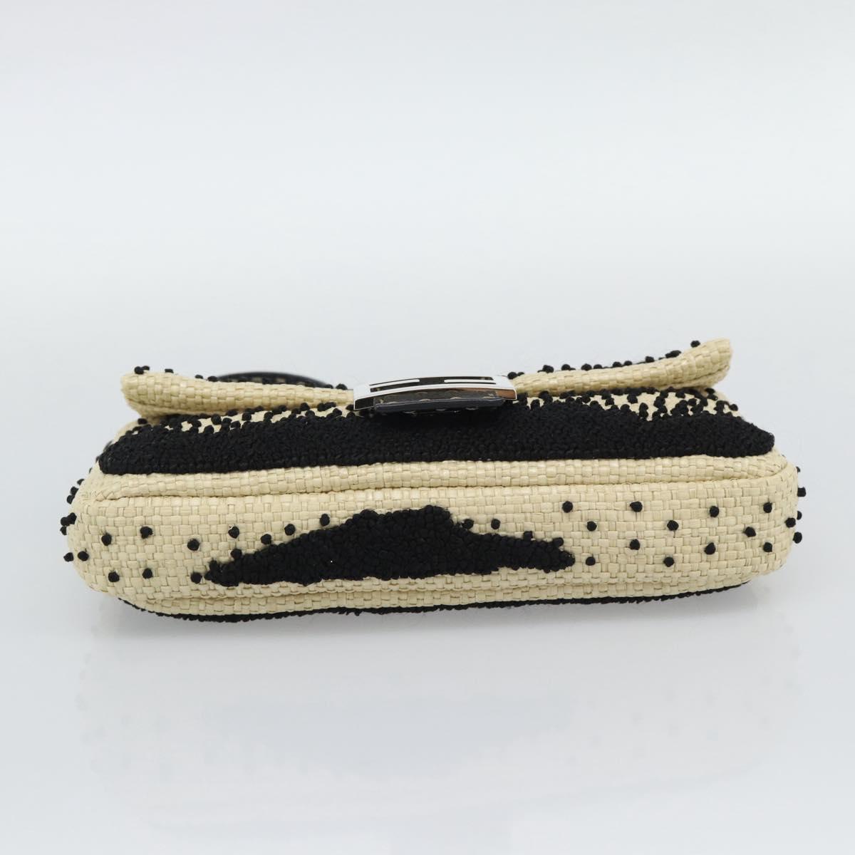 FENDI Celleria Flower Embroidery Straw Mamma Baguette 8BR101 Auth yk20689SM