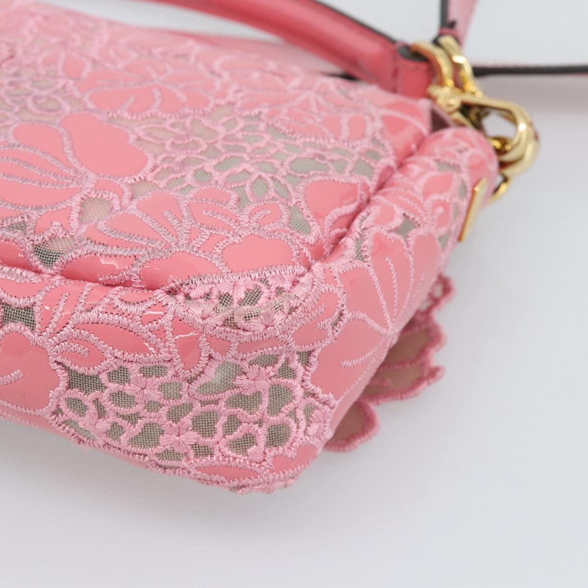 FENDI Flower Mamma Baguette Shoulder Bag Patent 2way Pink 8BR600 Auth yk20690SAM