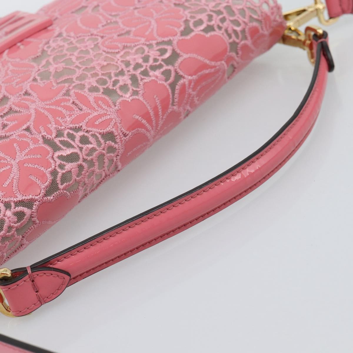 FENDI Flower Mamma Baguette Shoulder Bag Patent 2way Pink 8BR600 Auth yk20690SAM