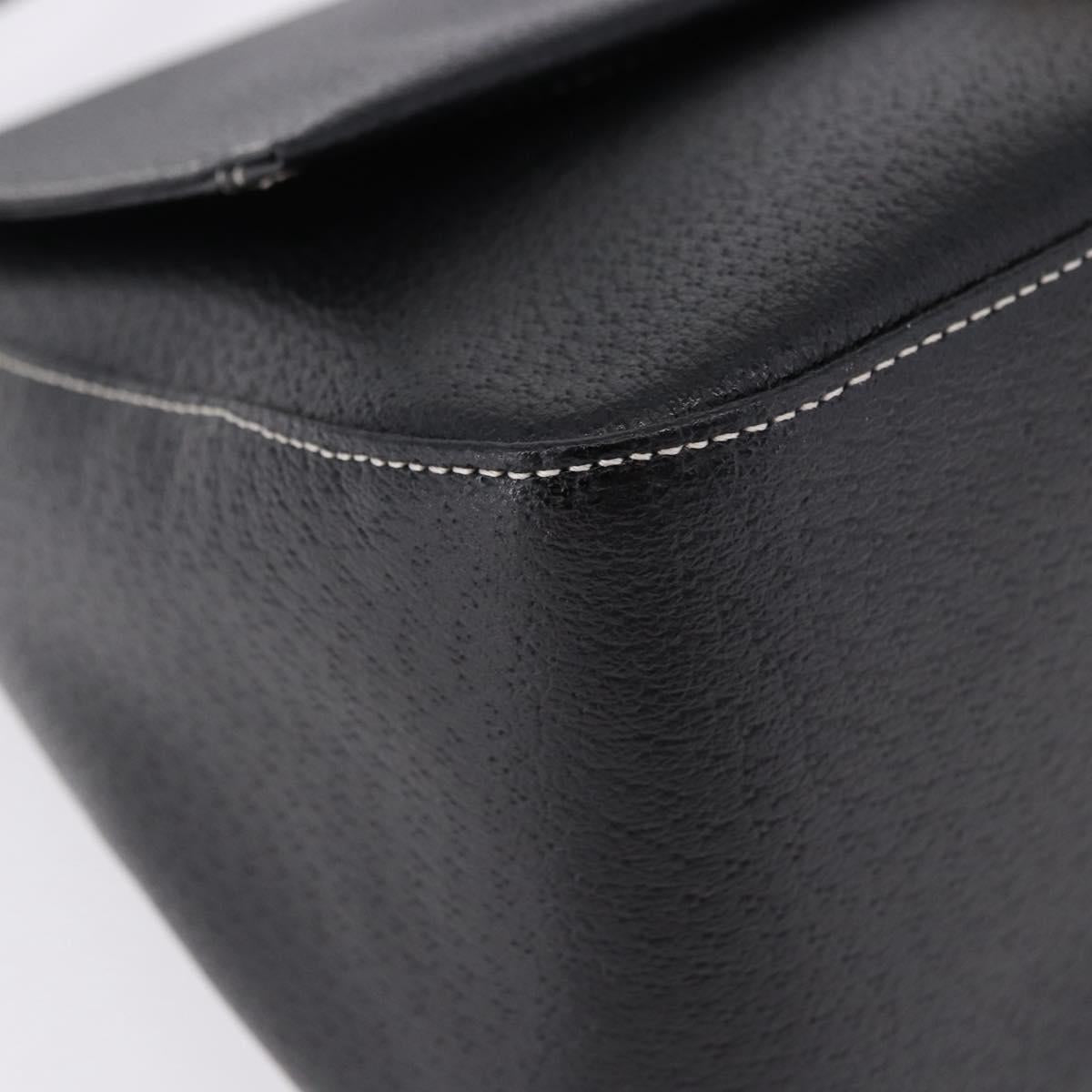 FENDI Mamma Baguette Shoulder Bag Leather Black Gold Tone Auth yk20691SAM