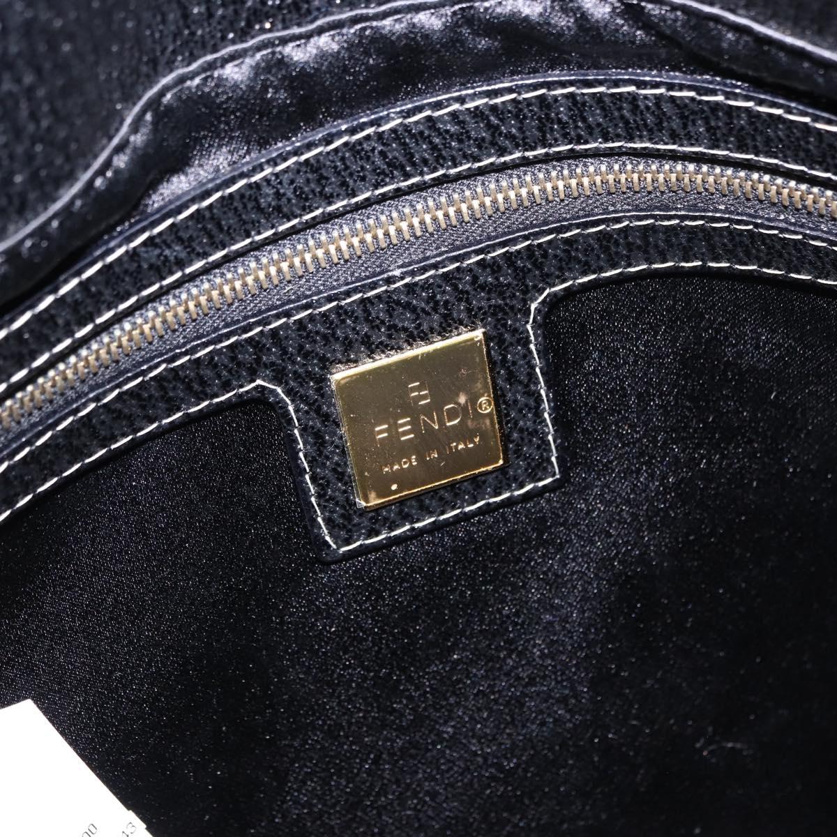 FENDI Mamma Baguette Shoulder Bag Leather Black Gold Tone Auth yk20691SAM