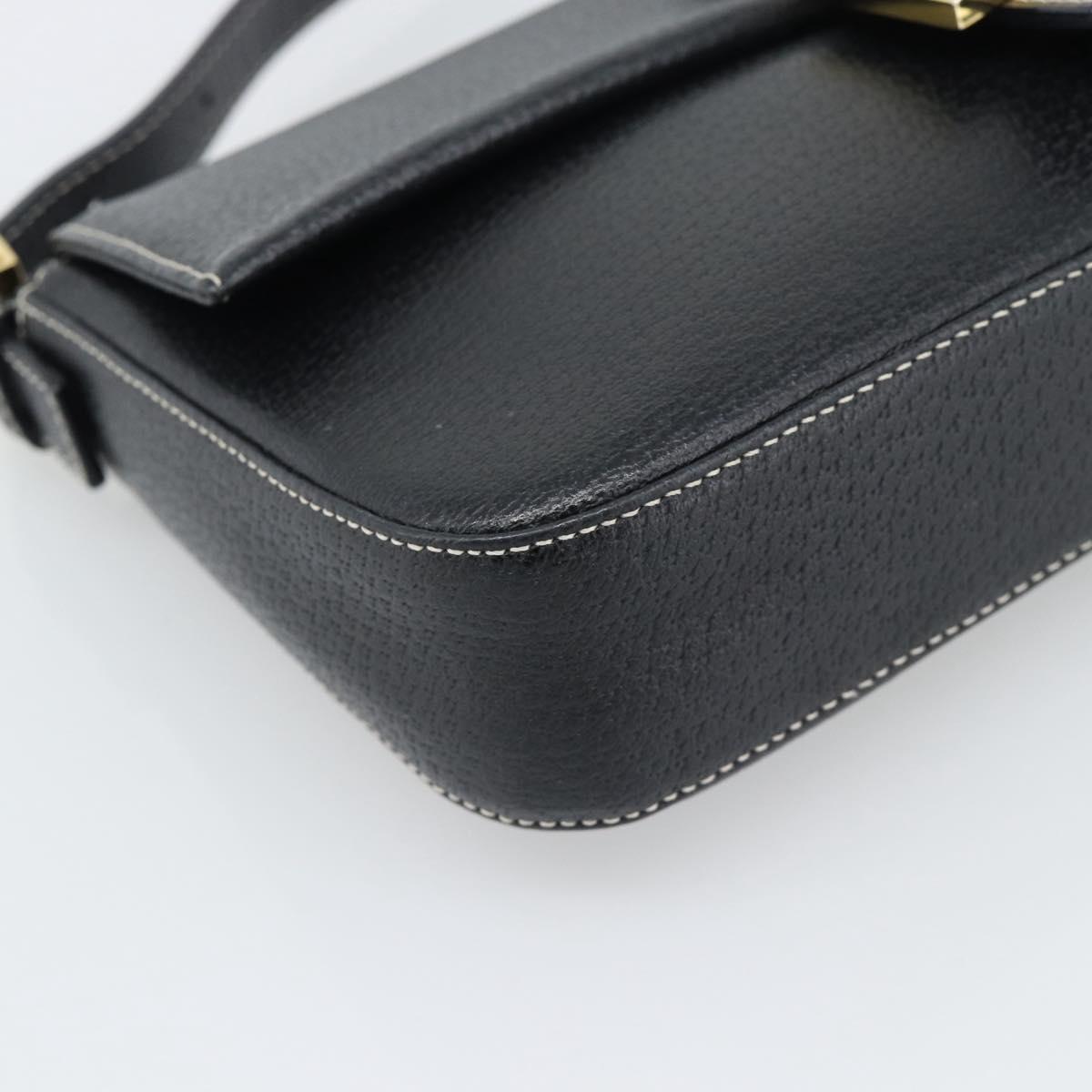 FENDI Mamma Baguette Shoulder Bag Leather Black Gold Tone Auth yk20692SM