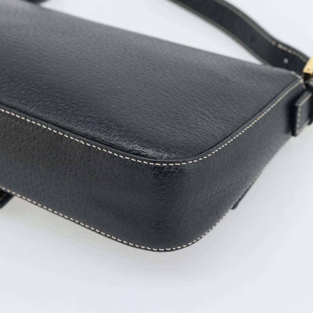 FENDI Mamma Baguette Shoulder Bag Leather Black Gold Tone Auth yk20692SM