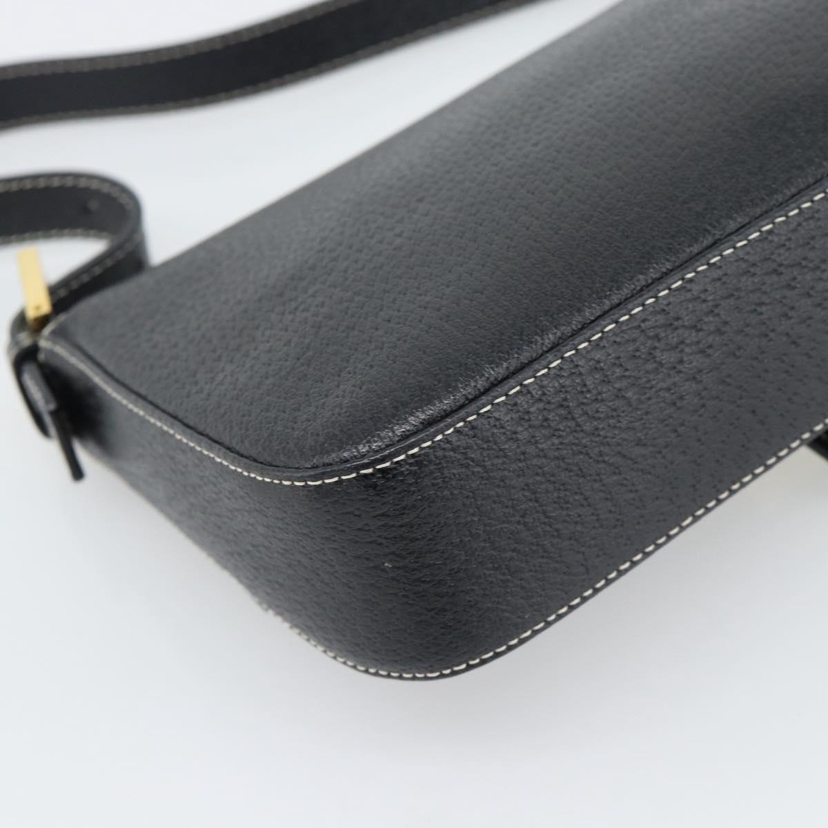FENDI Mamma Baguette Shoulder Bag Leather Black Gold Tone Auth yk20692SM