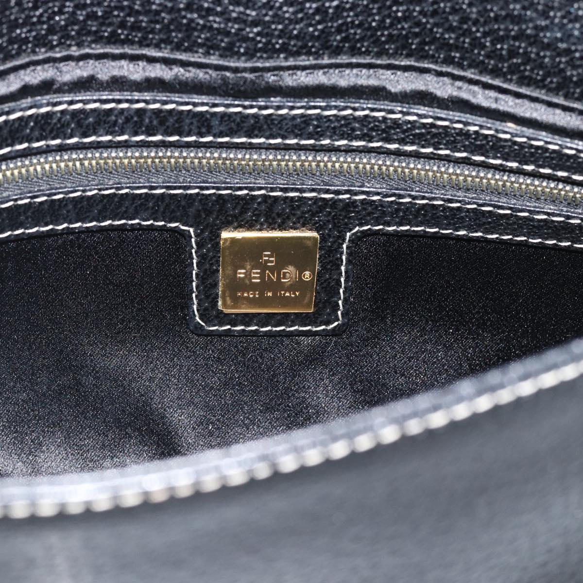 FENDI Mamma Baguette Shoulder Bag Leather Black Gold Tone Auth yk20692SM