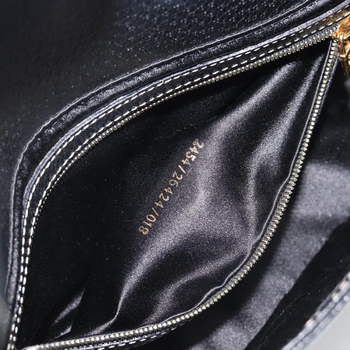 FENDI Mamma Baguette Shoulder Bag Leather Black Gold Tone Auth yk20692SM