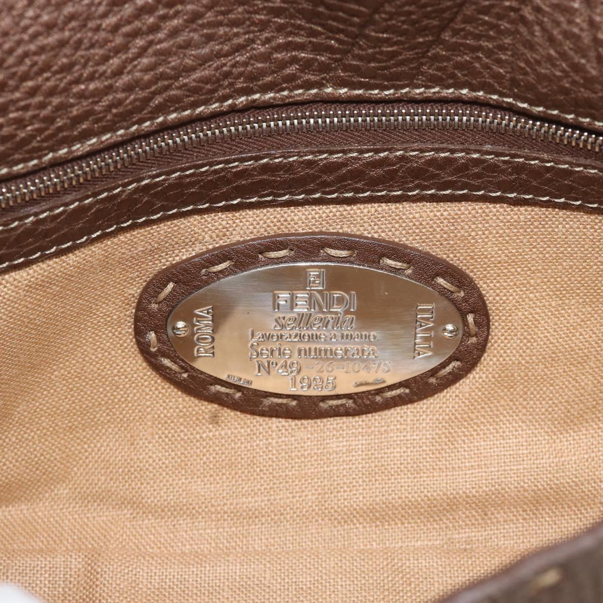 FENDI Celeria Mamma Baguette Shoulder Bag Leather Brown Silver Auth yk20699SAM