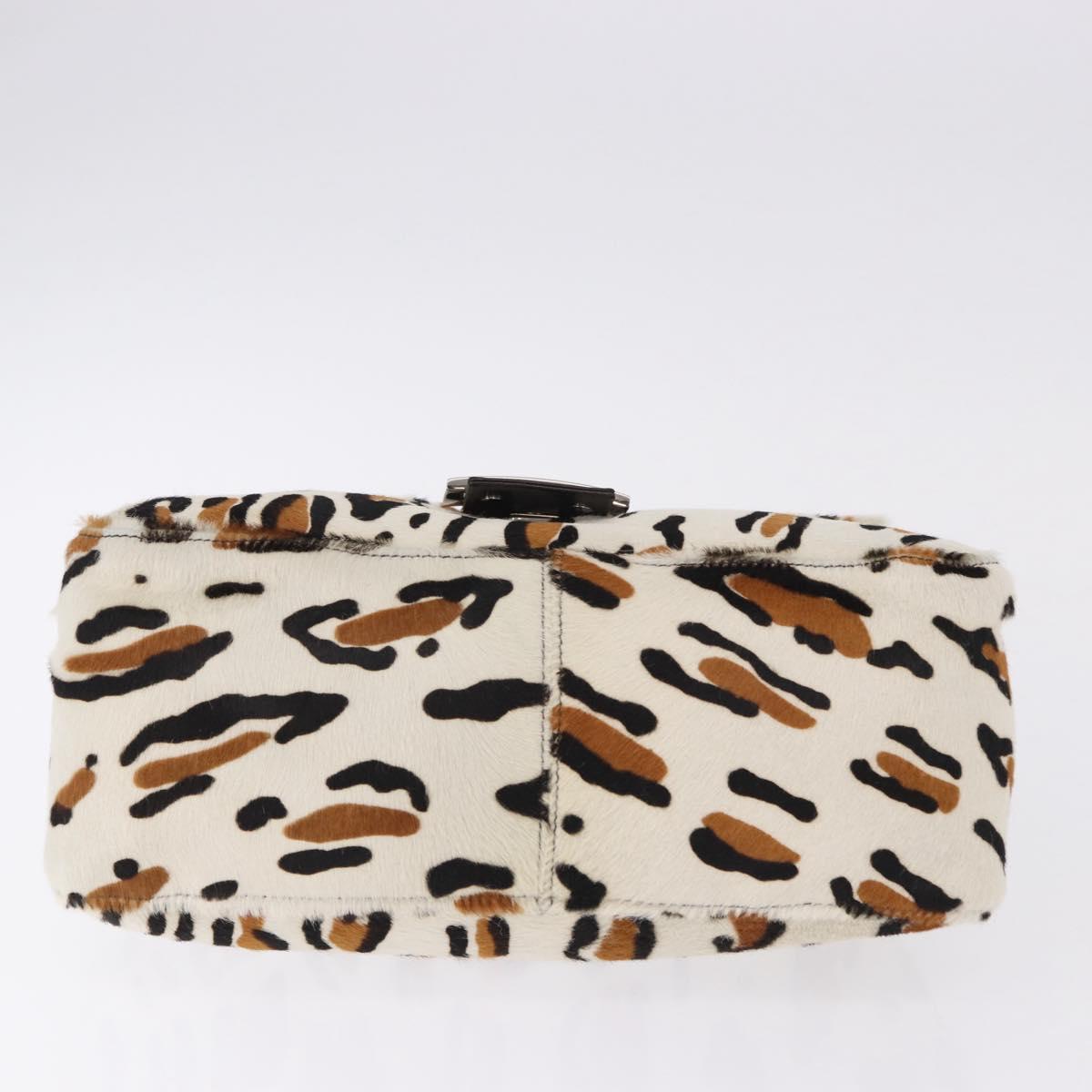 FENDI Leopard Mamma Baguette Shoulder Bag Harako White Silver Auth yk20700SAM
