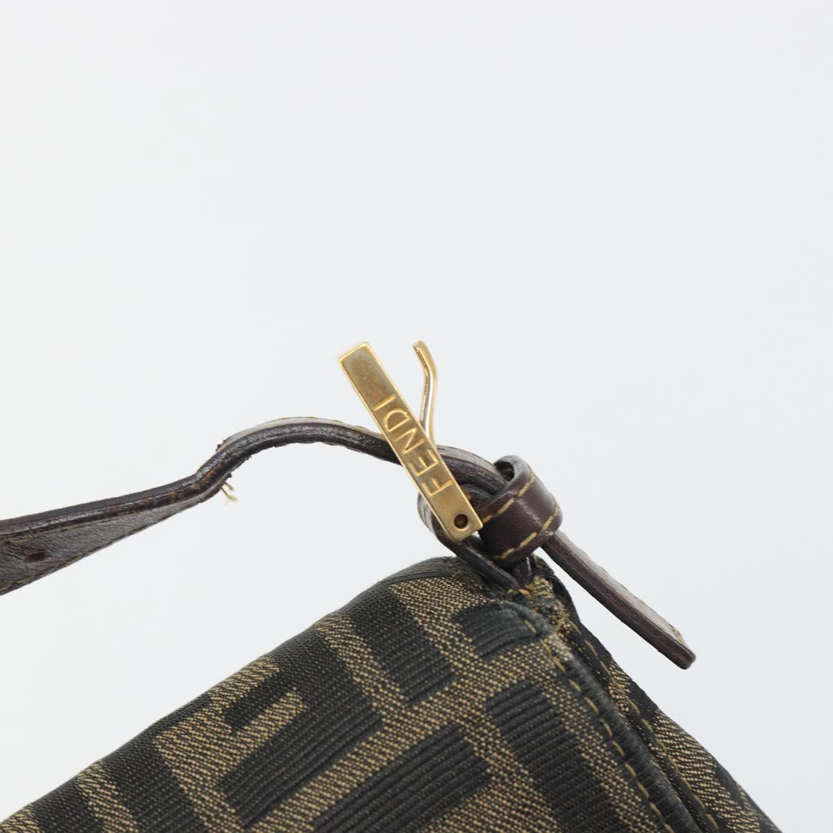 FENDI Zucca Canvas Mamma Baguette Shoulder Bag Brown Gold Tone Auth yk20702SAM