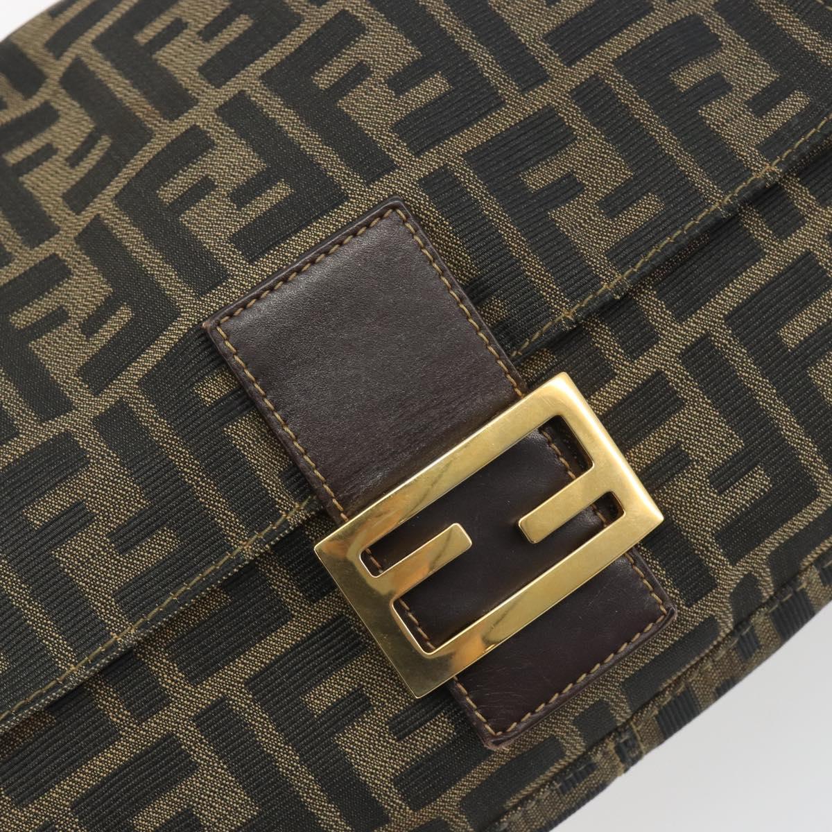 FENDI Zucca Canvas Mamma Baguette Shoulder Bag Brown Gold Tone Auth yk20702SAM