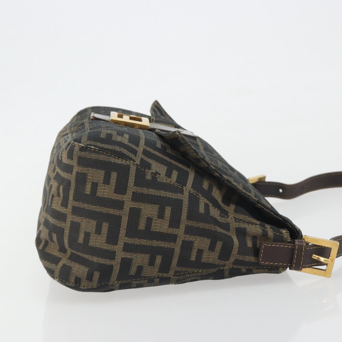 FENDI Zucca Canvas Mamma Baguette Shoulder Bag Brown Gold Tone Auth yk20702SAM
