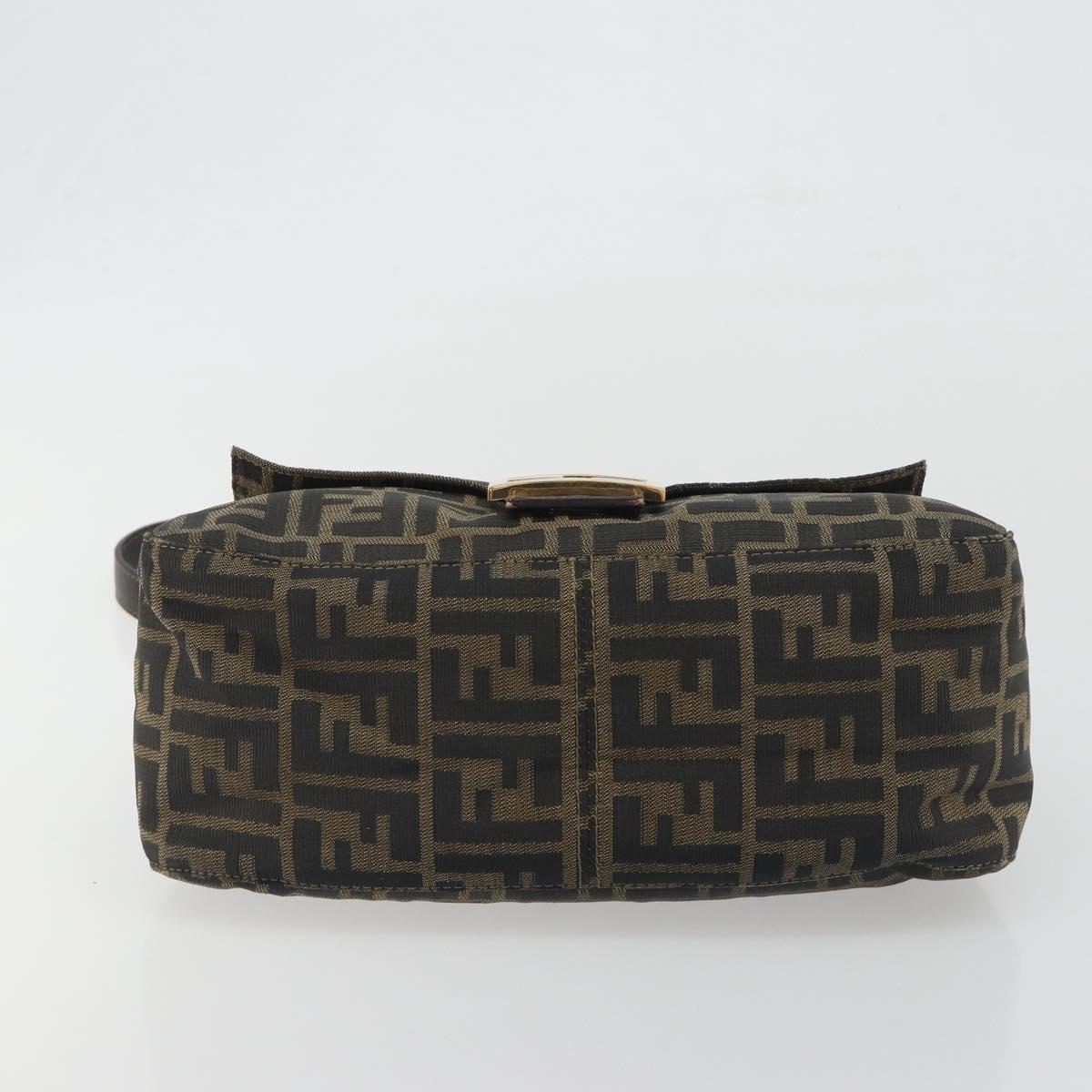 FENDI Zucca Canvas Mamma Baguette Shoulder Bag Brown Gold Tone Auth yk20702SAM
