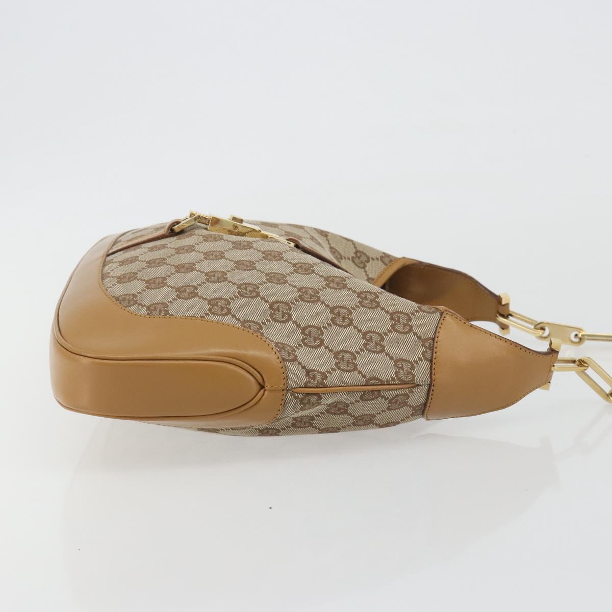 GUCCI GG Canvas Jackie Chain Shoulder Bag Beige Gold 001-4015 Auth yk20704SAV