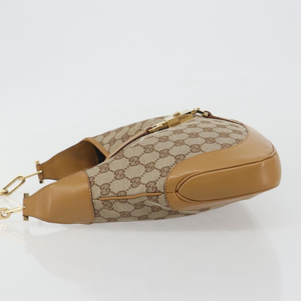 GUCCI GG Canvas Jackie Chain Shoulder Bag Beige Gold 001-4015 Auth yk20704SAV