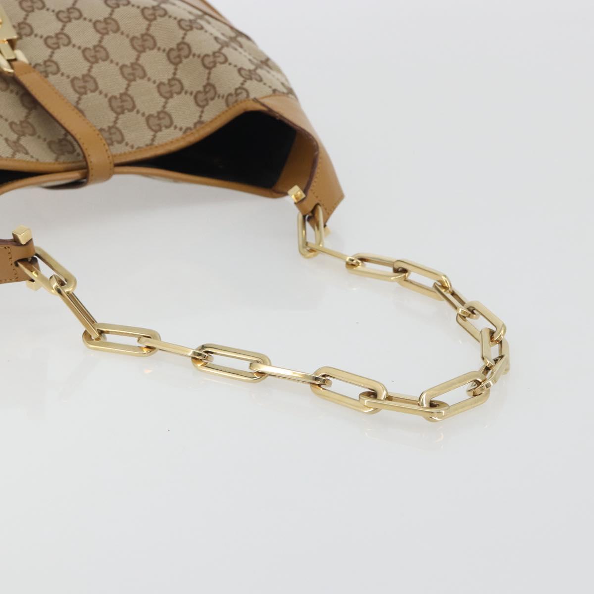 GUCCI GG Canvas Jackie Chain Shoulder Bag Beige Gold 001-4015 Auth yk20704SAV