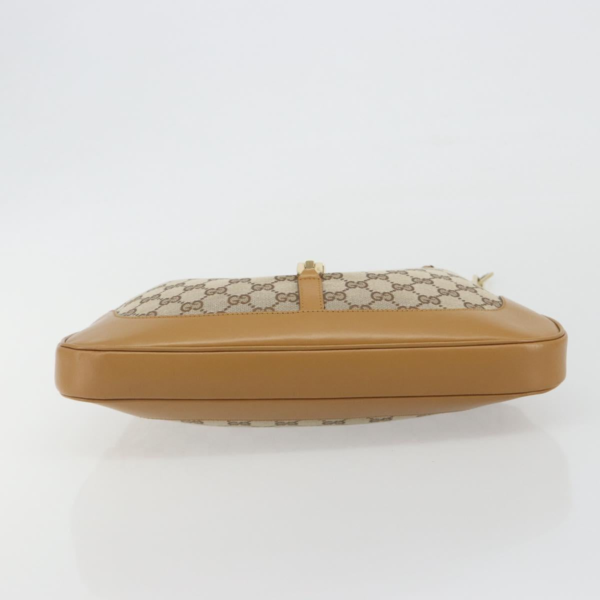 GUCCI GG Canvas Jackie Chain Shoulder Bag Beige Gold 001-4015 Auth yk20704SAV