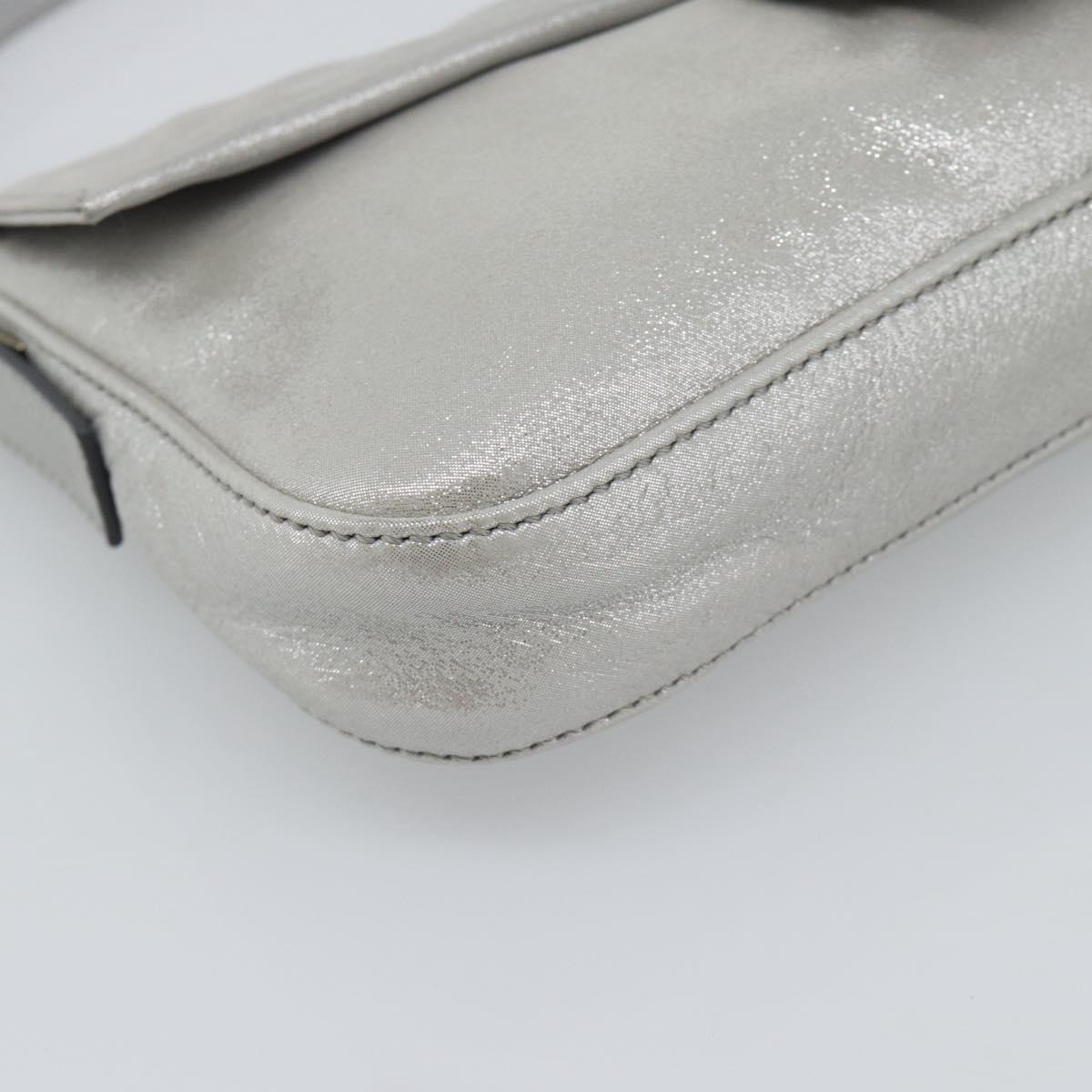 FENDI Rhinestone Mamma Baguette Bag Leather Silver 8BR600 Auth yk20705SM