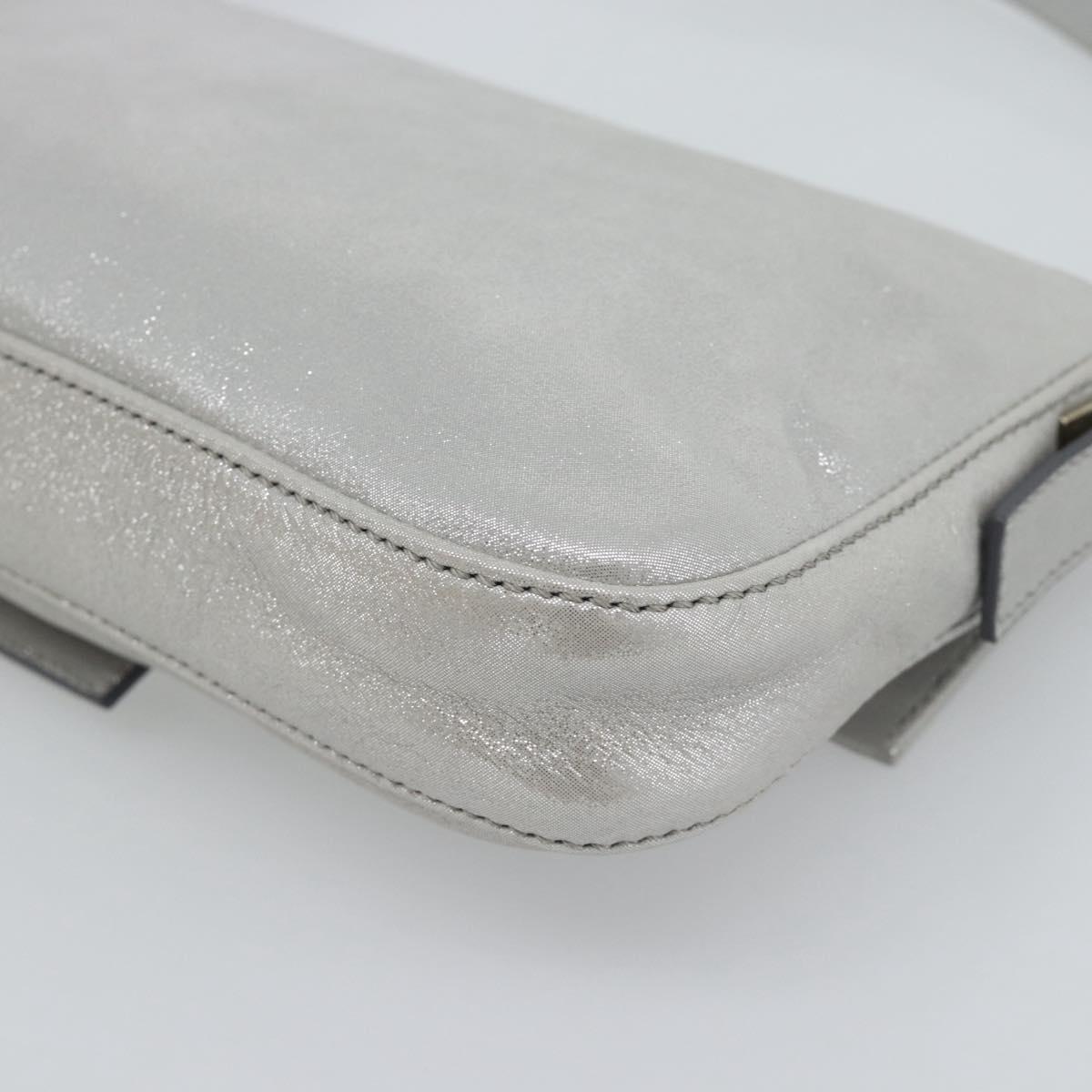 FENDI Rhinestone Mamma Baguette Bag Leather Silver 8BR600 Auth yk20705SM