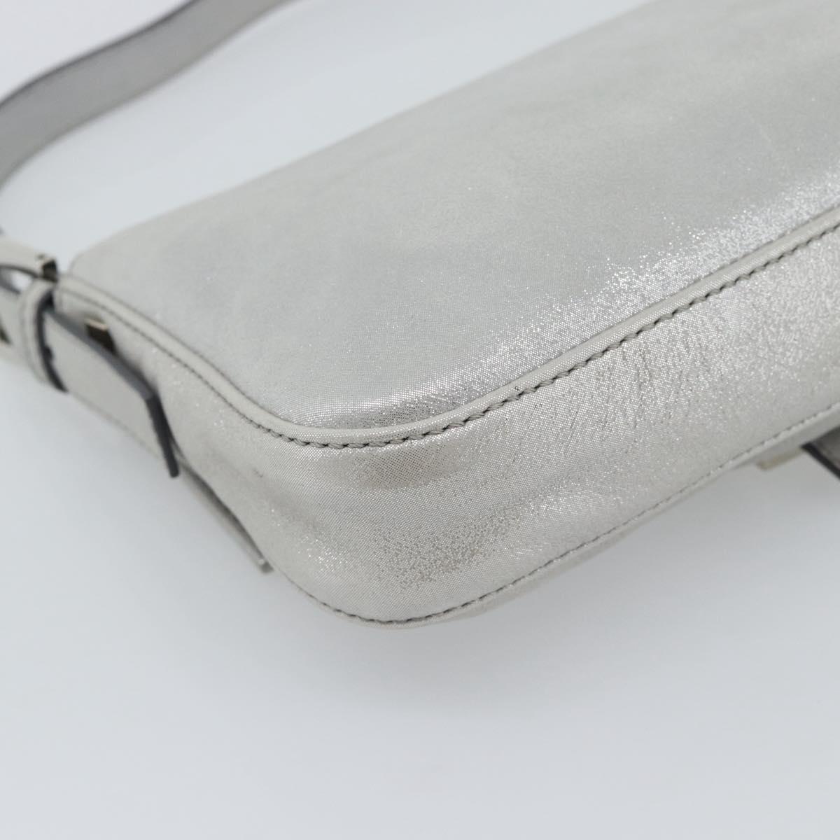 FENDI Rhinestone Mamma Baguette Bag Leather Silver 8BR600 Auth yk20705SM