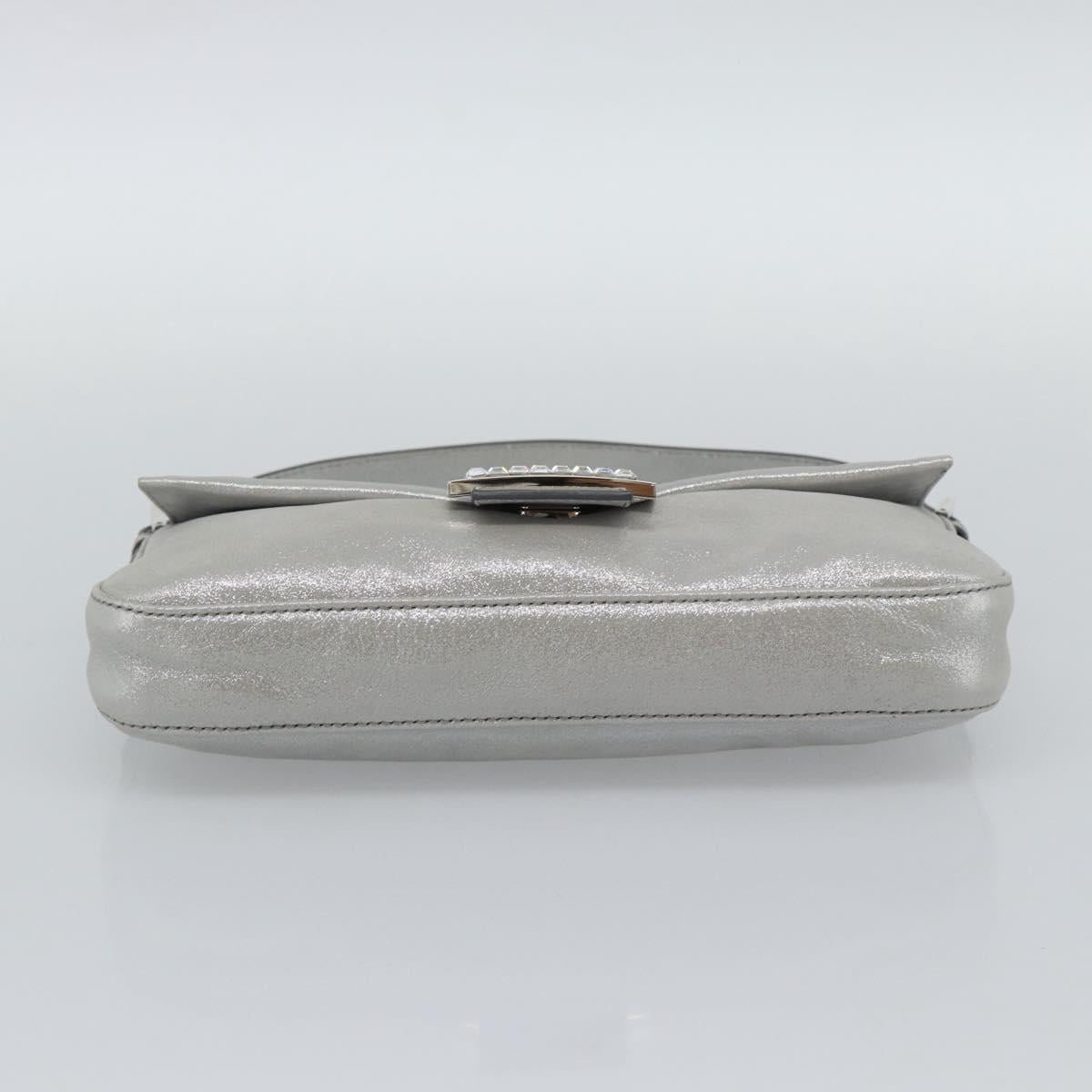 FENDI Rhinestone Mamma Baguette Bag Leather Silver 8BR600 Auth yk20705SM
