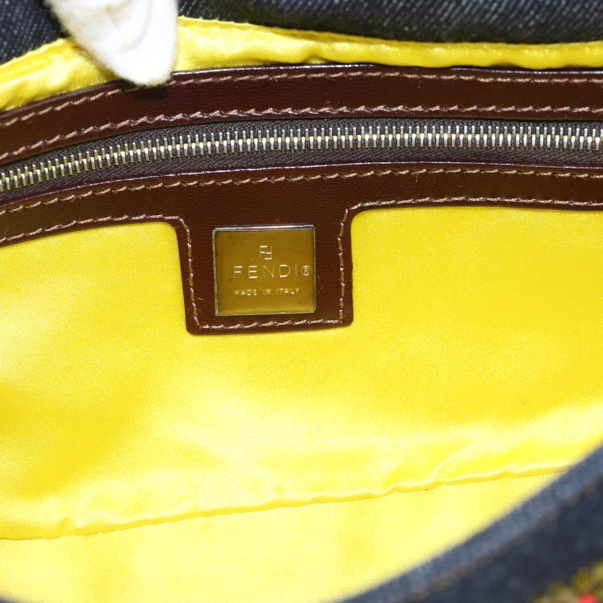 FENDI Denim Beads Mamma Baguette Shoulder Bag Multicolor Blue Auth yk20706SAM