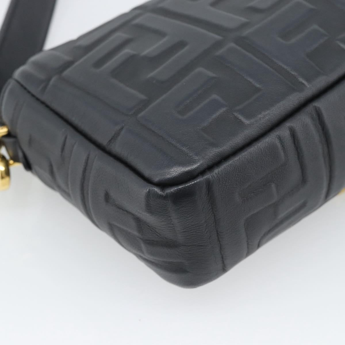 FENDI Zucca Mamma Baguette Bag Leather 2way Black Gold 8BH600 Auth yk20707SAM