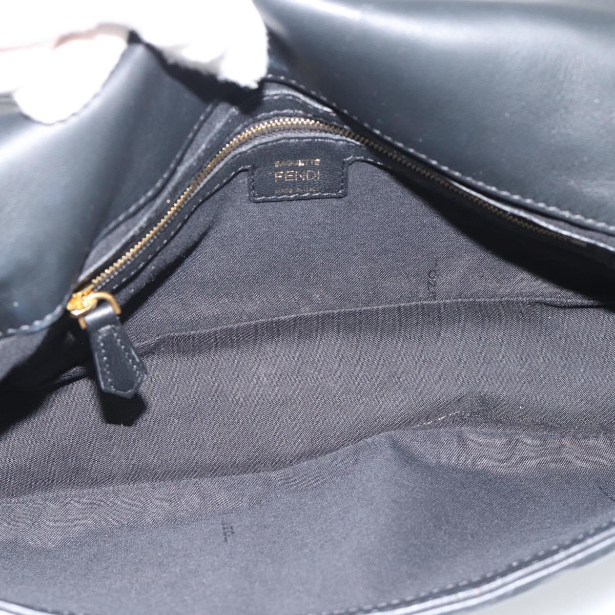 FENDI Zucca Mamma Baguette Bag Leather 2way Black Gold 8BH600 Auth yk20707SAM