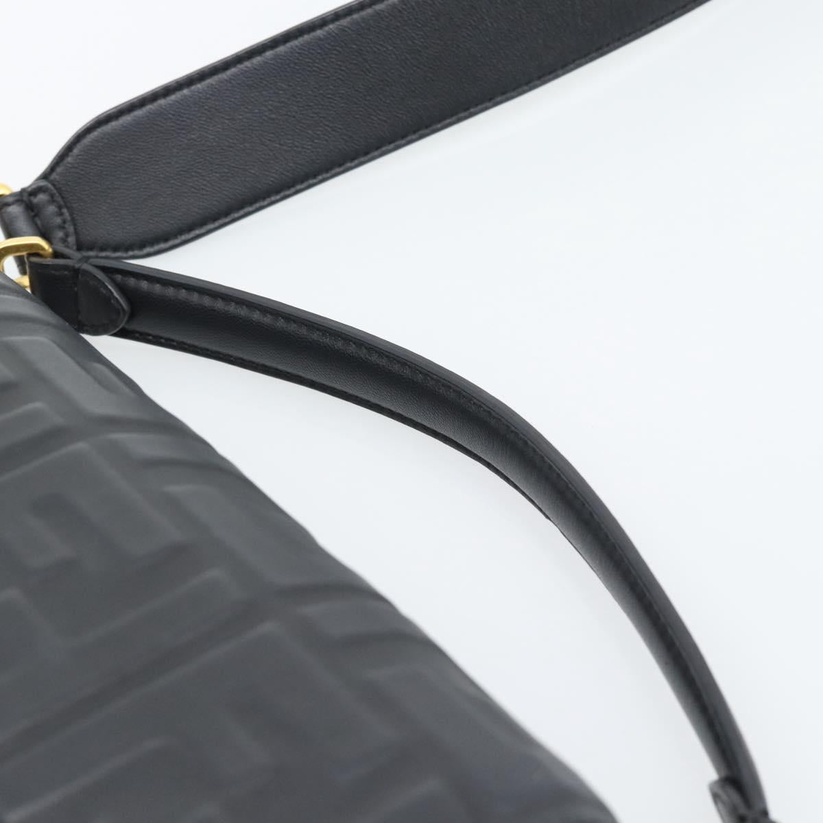 FENDI Zucca Mamma Baguette Bag Leather 2way Black Gold 8BH600 Auth yk20707SAM