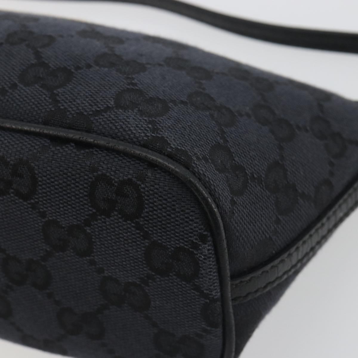 GUCCI GG Canvas Accessory Pouch Outlet Black Silver 257300 Auth yk20708SAV