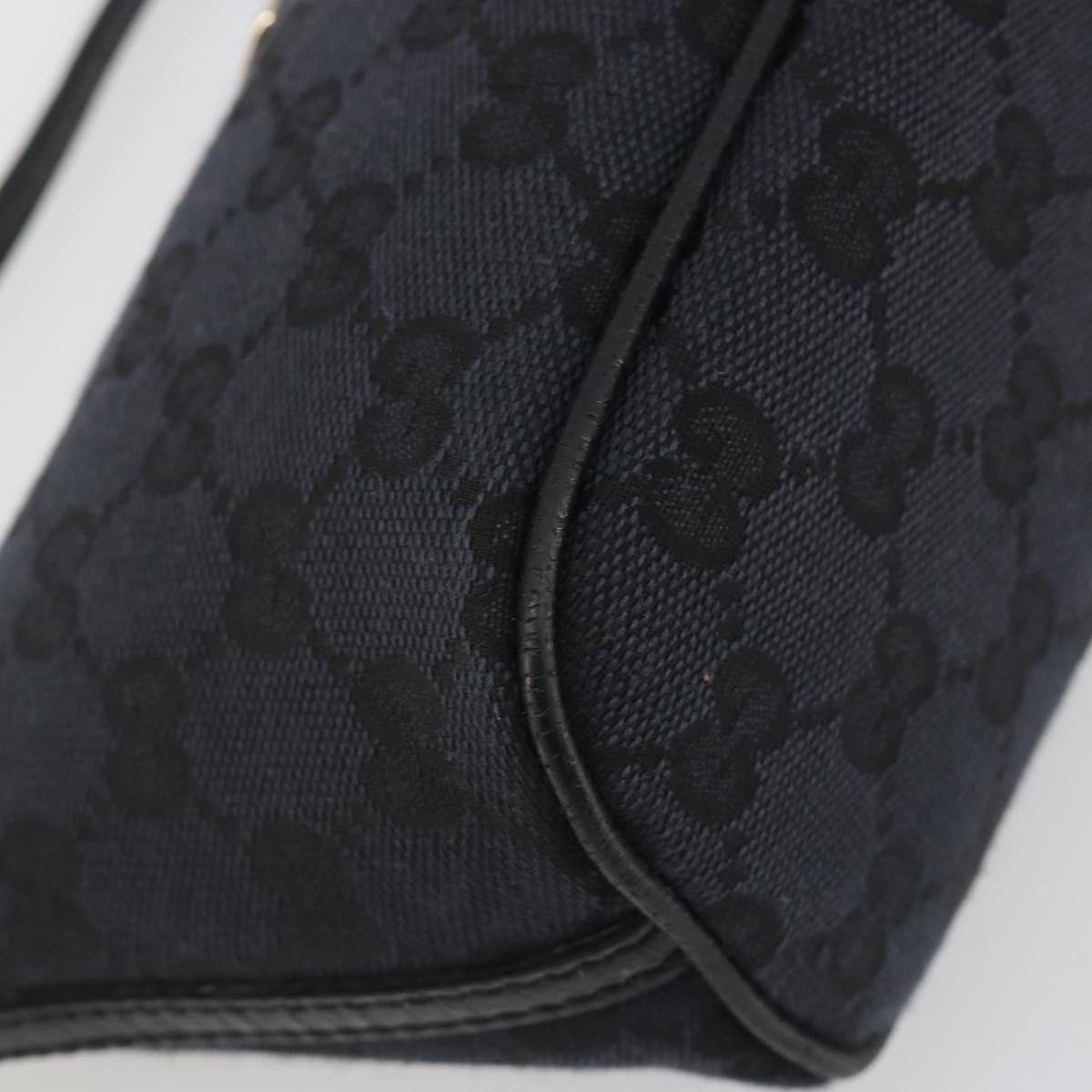 GUCCI GG Canvas Accessory Pouch Outlet Black Silver 257300 Auth yk20708SAV