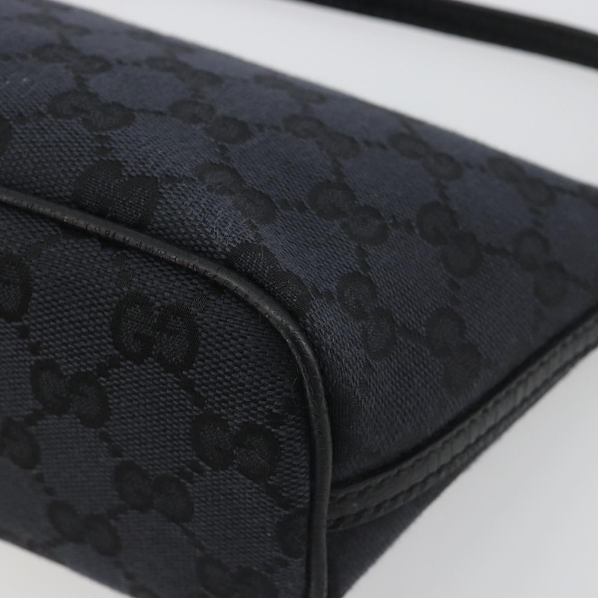 GUCCI GG Canvas Accessory Pouch Outlet Black Silver 257300 Auth yk20708SAV