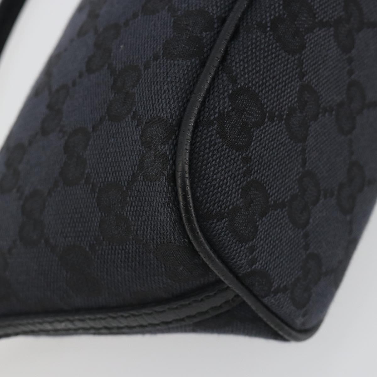 GUCCI GG Canvas Accessory Pouch Outlet Black Silver 257300 Auth yk20708SAV