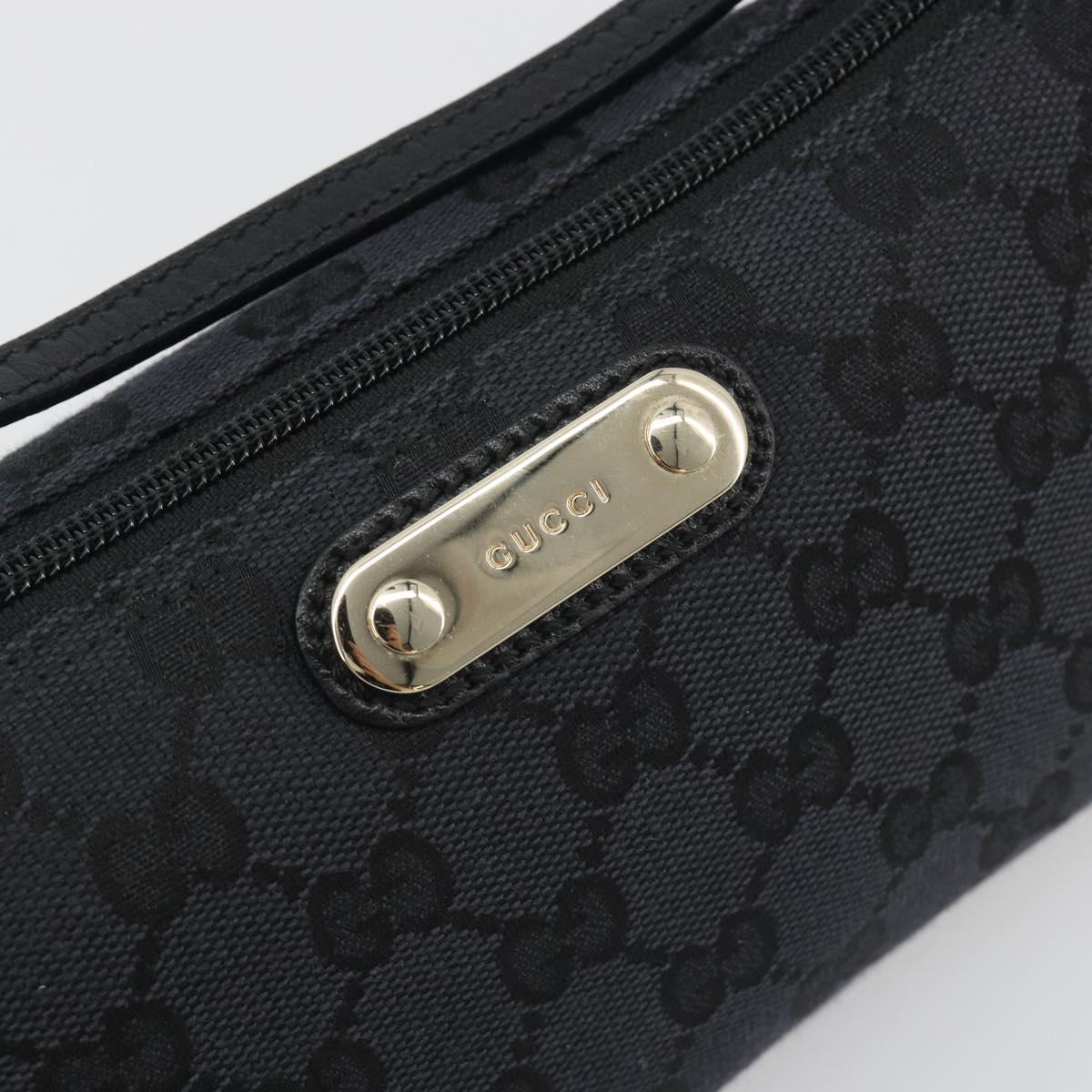 GUCCI GG Canvas Accessory Pouch Outlet Black Silver 257300 Auth yk20708SAV