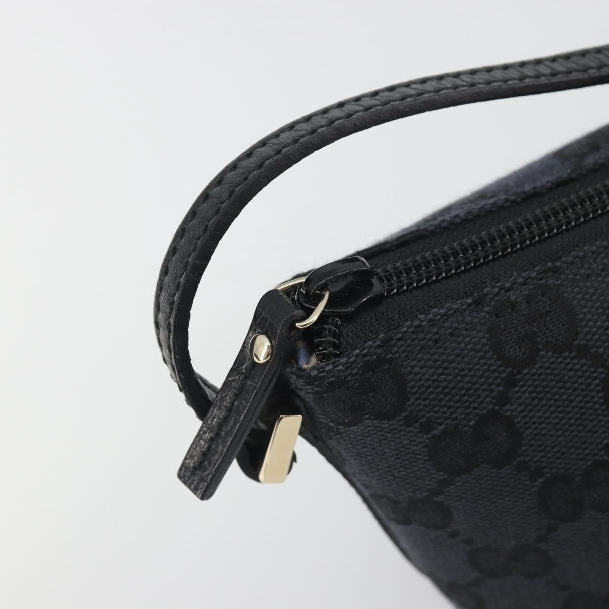 GUCCI GG Canvas Accessory Pouch Outlet Black Silver 257300 Auth yk20708SAV