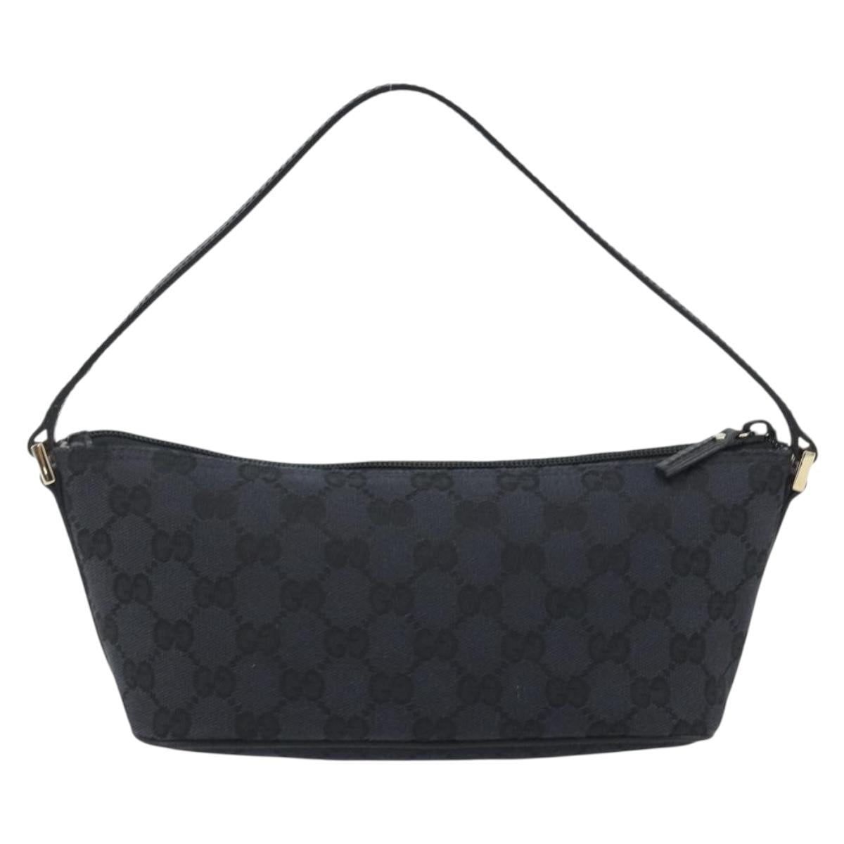 GUCCI GG Canvas Accessory Pouch Outlet Black Silver 257300 Auth yk20708SAV