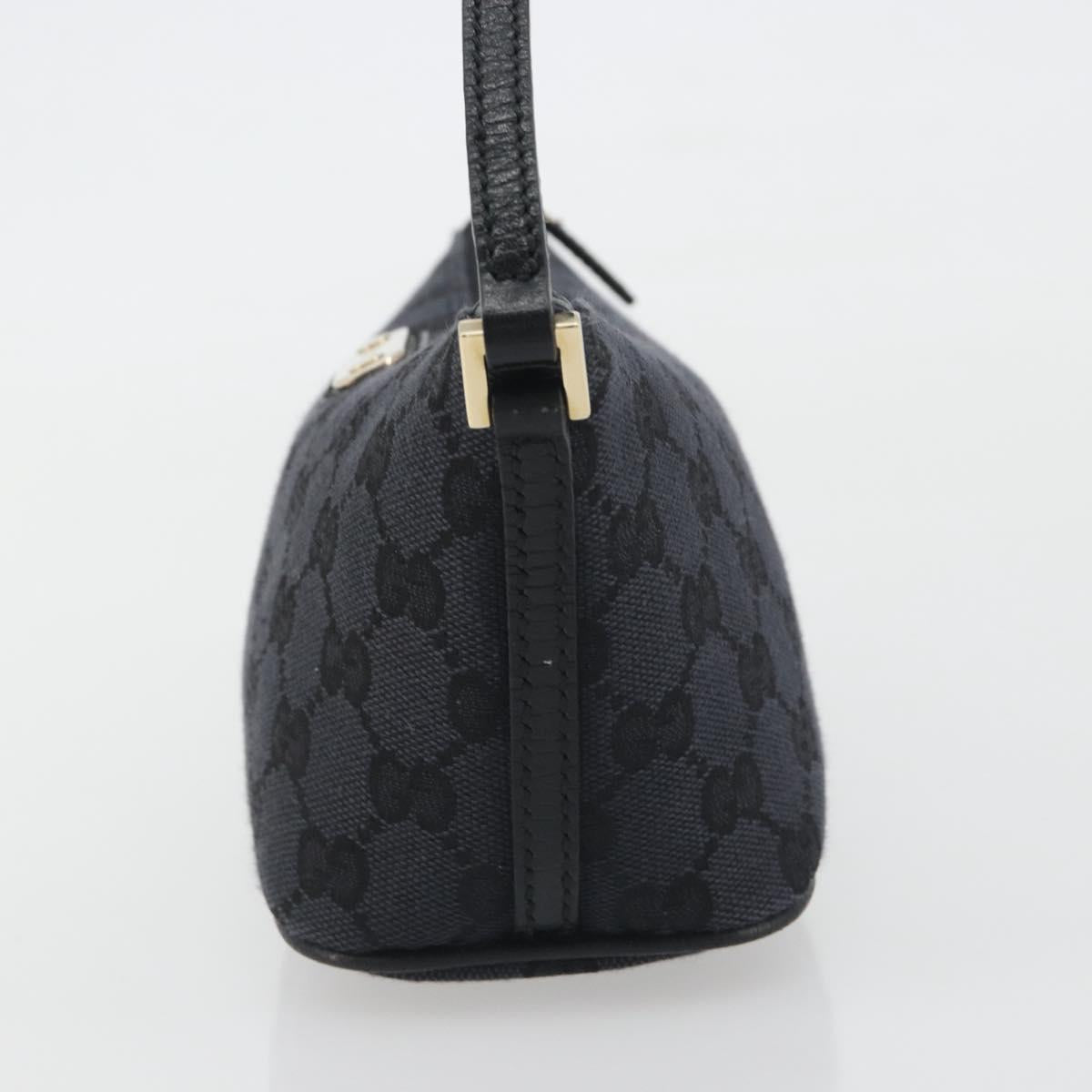 GUCCI GG Canvas Accessory Pouch Outlet Black Silver 257300 Auth yk20708SAV