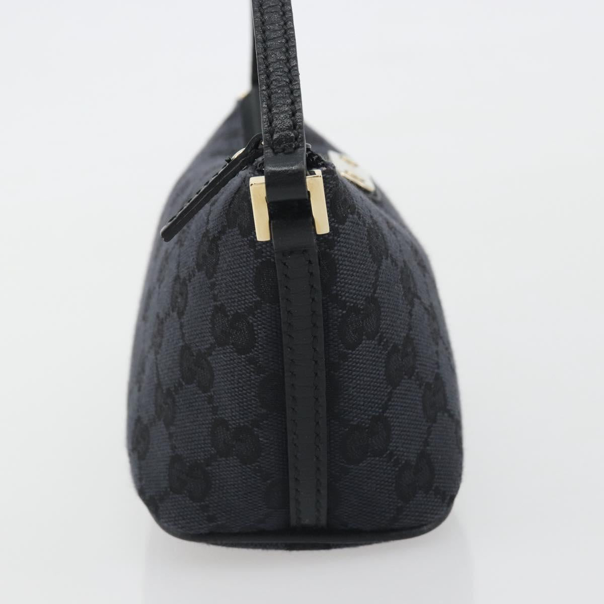 GUCCI GG Canvas Accessory Pouch Outlet Black Silver 257300 Auth yk20708SAV