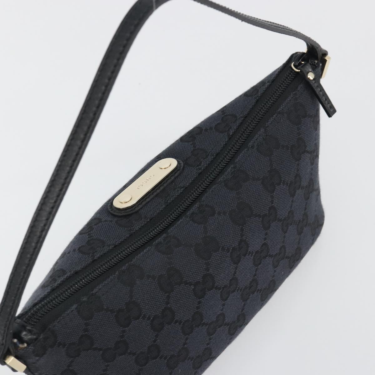 GUCCI GG Canvas Accessory Pouch Outlet Black Silver 257300 Auth yk20708SAV