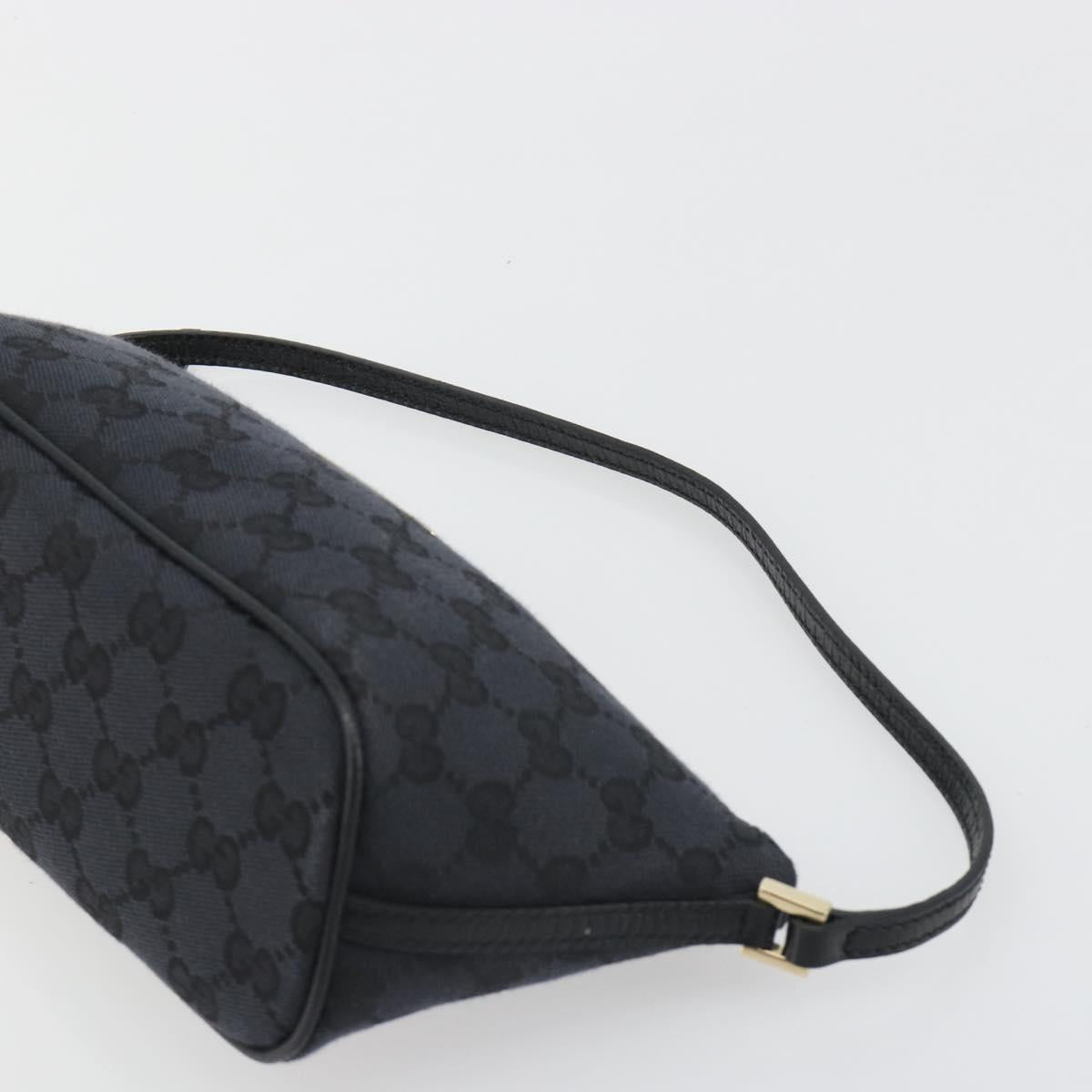 GUCCI GG Canvas Accessory Pouch Outlet Black Silver 257300 Auth yk20708SAV