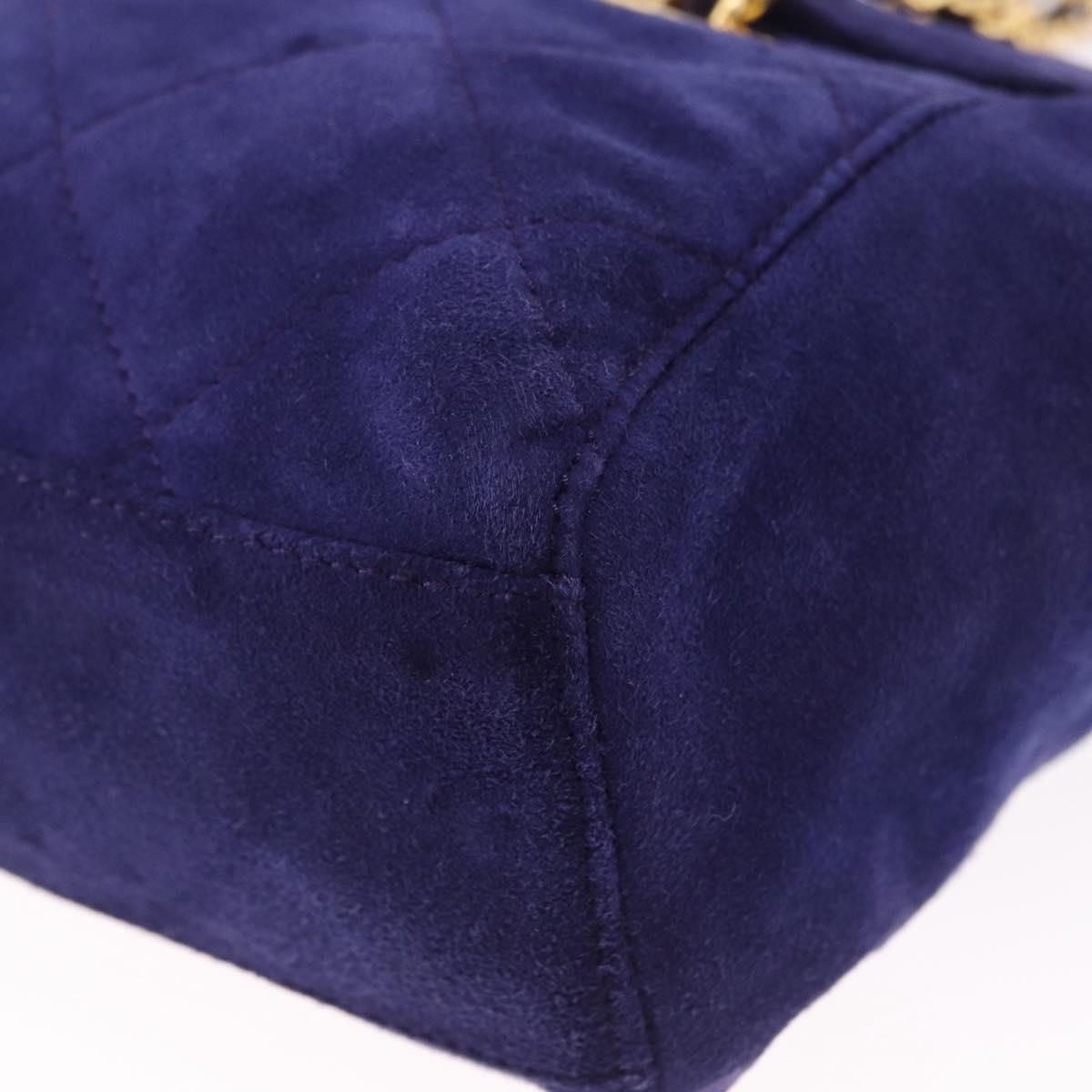 PRADA Chain Shoulder Bag Quilted Suede Purple Gold Tone Auth yk20709V