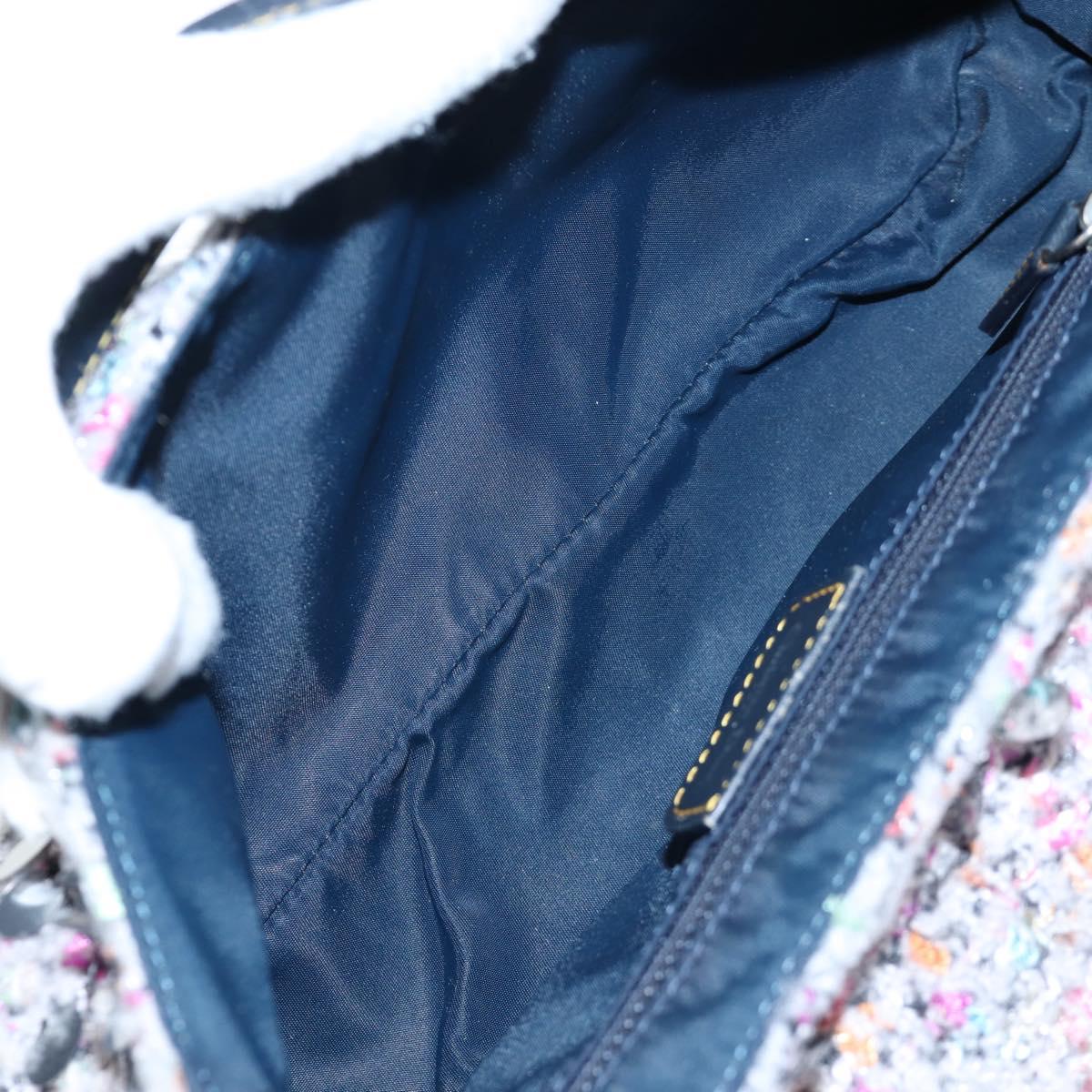 Christian Dior Saddle Bag Wool Sequins Multicolor Silver Auth yk20712SM