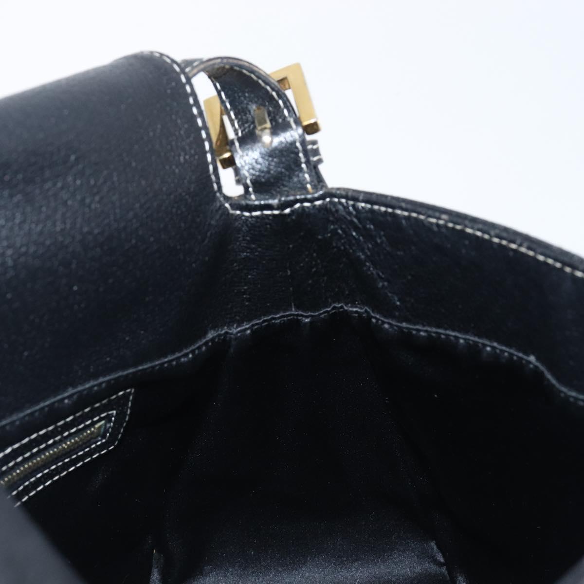 FENDI Mamma Baguette Shoulder Bag Leather Black Gold Auth yk20713M