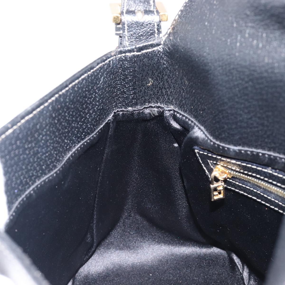 FENDI Mamma Baguette Shoulder Bag Leather Black Gold Auth yk20713M