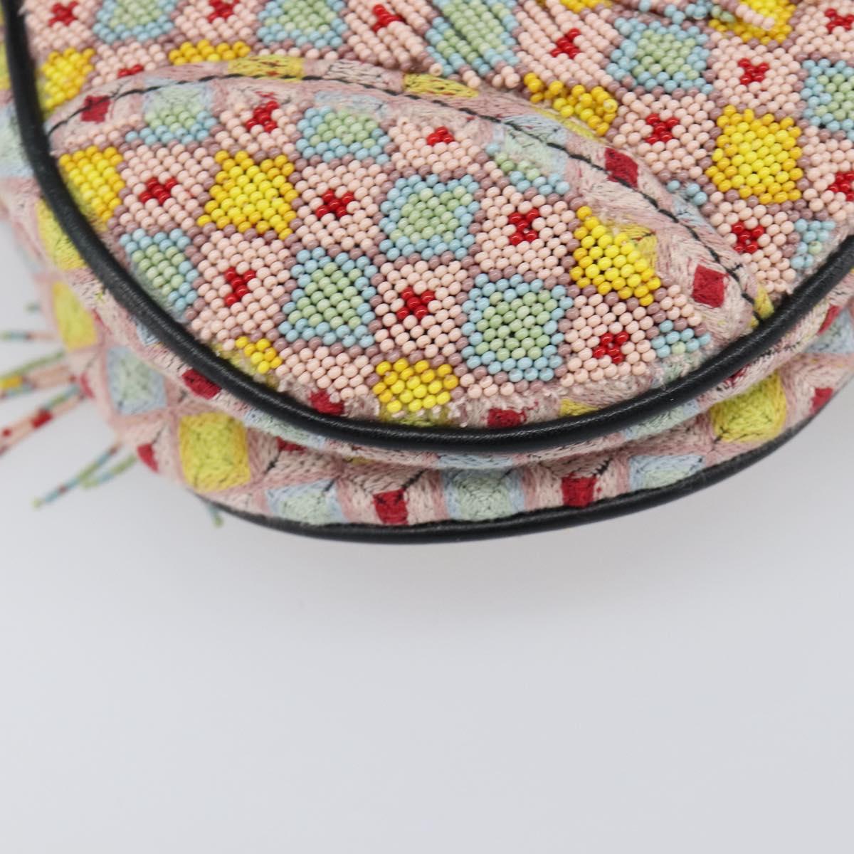 Christian Dior Saddle Bag Hand Bag beads Multicolor Gold Auth yk20714SAM