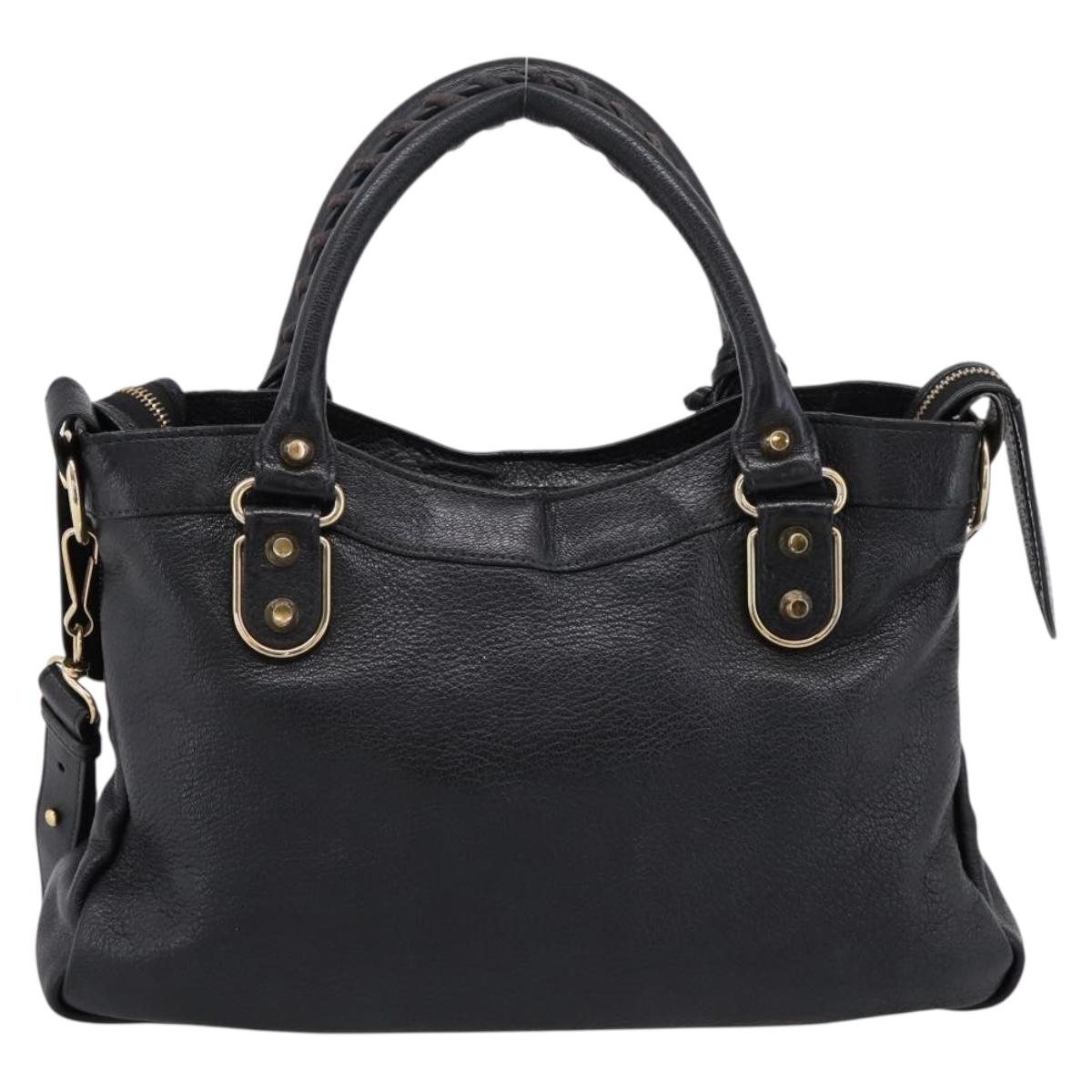 BALENCIAGA Metallic Edge Town Bag Leather 2way Black Gold 390149 Auth yk20715M